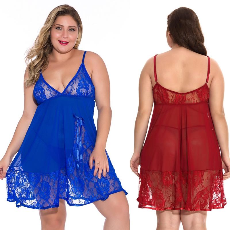Plus Size -4XL Lace Sleepwear Sexy Lingerie Temptation Babydoll Underwear Nightdress Sleepwears Babydoll Set 2pcs Homewear, Blue
Plus Size -4XL Lace Sleepwear Sexy Lingerie Temptation Babydoll Underwear Nightdress Sleepwears Babydoll Set 2pcs Homewear, Blue