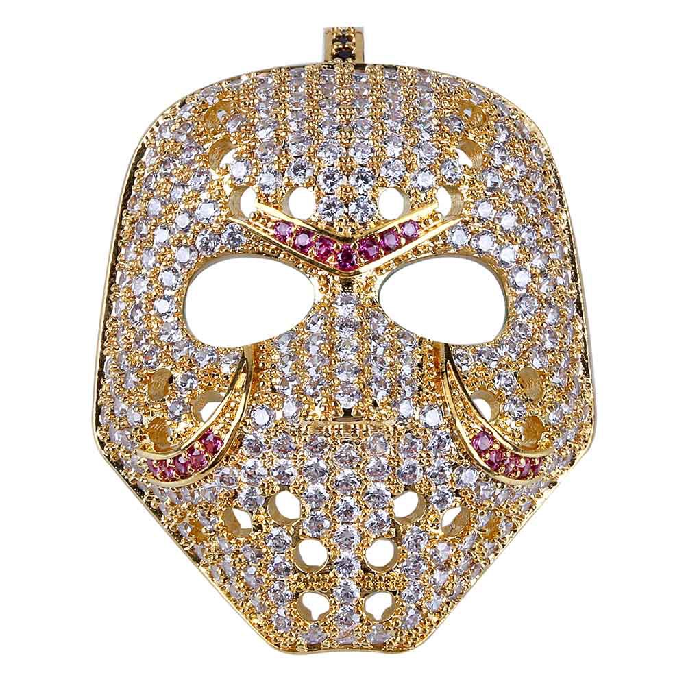 Personalized Vintage Skull Mask Pendant Chain Necklace 18K White Gold Plated CZ Cublic Zircon Hip Hop Rapper Halloween Party Jewelry Accessories Gifts