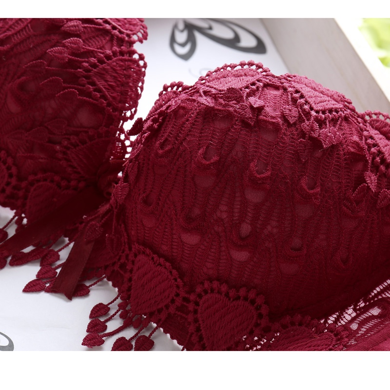 Lingerie Bra Brief Set Women Push Up Bra Set Girl Floral Lace Underwear Underwire Brassiere Outfit