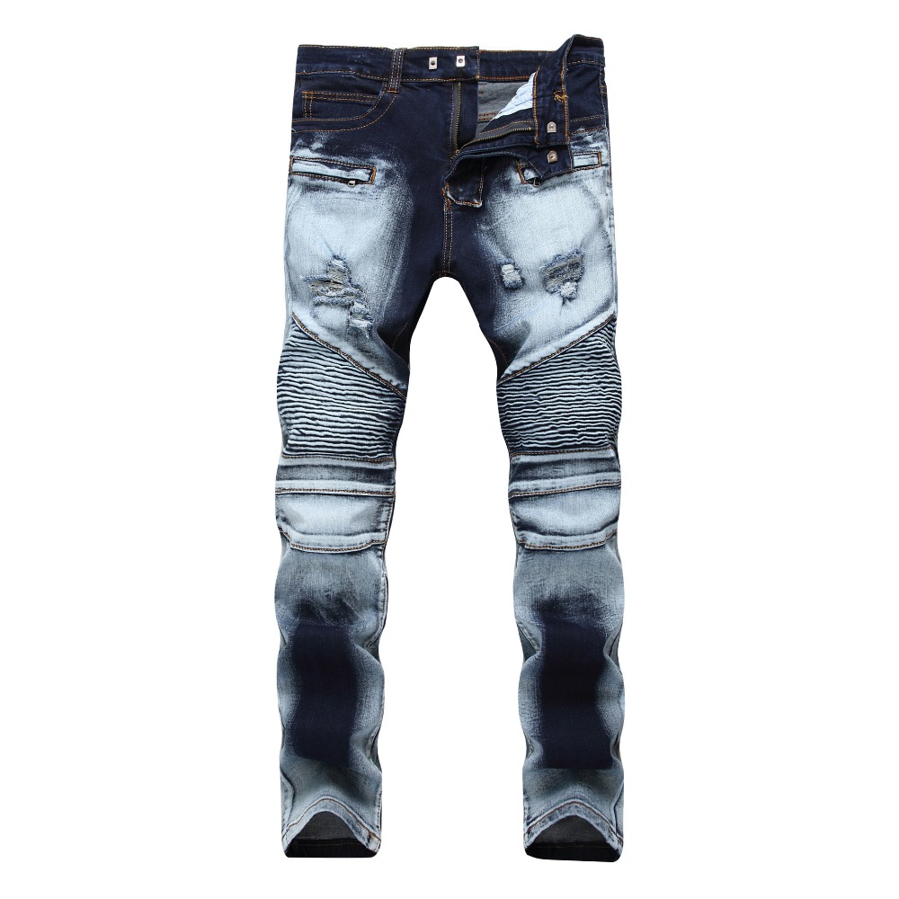 New Biker Jeans Men High Quality Vintage Two-tone Blue Jeans Fashion Elastic Pant Male Slim Zipper Denim Trouser Plus Size 42
New Biker Jeans Men High Quality Vintage Two-tone Blue Jeans Fashion Elastic Pant Male Slim Zipper Denim Trouser Plus Size 42