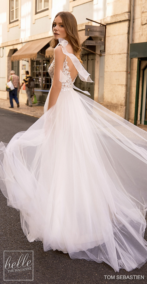 2019 Gali Karten Beach Wedding Dresses Straps A Line Side Split Sweep Train Bohemian Wedding Dress Sexy Backless Applique Lace Bridal Gowns