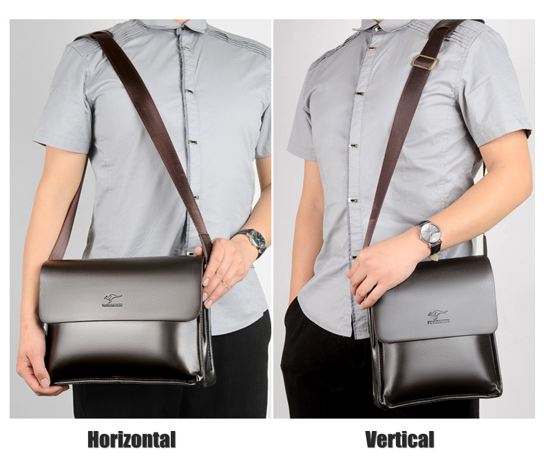 Designer Leather Messenger Bag Male Vintage Crossbody Over The Shoulder Bag Kangaroo Brand Mens Bags For Work College Busines