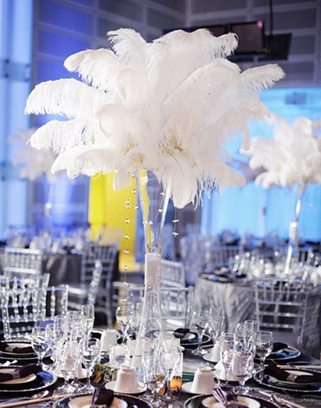 10PCS white ostrich feathers 1575cm for craft wedding party supplies carnival dancer decoration plumages
