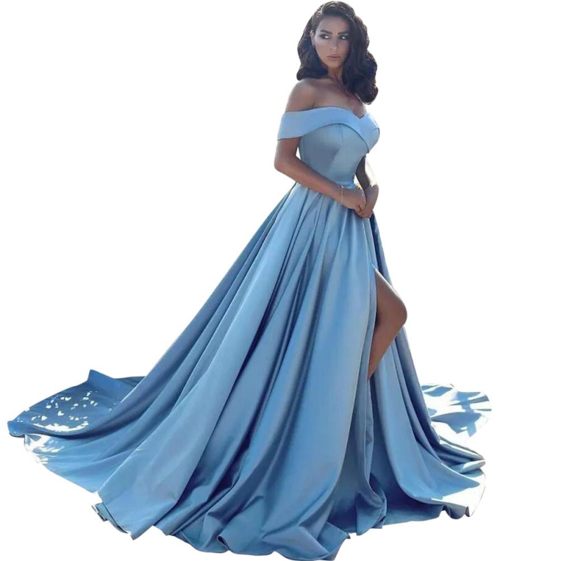 Cheap Off Shoulder Girls A Line Prom Dresses Side Split Floor Length Evening Gowns Robe de soirée Party Gowns, Same as image
Cheap Off Shoulder Girls A Line Prom Dresses Side Split Floor Length Evening Gowns Robe de soirée Party Gowns, Same as image