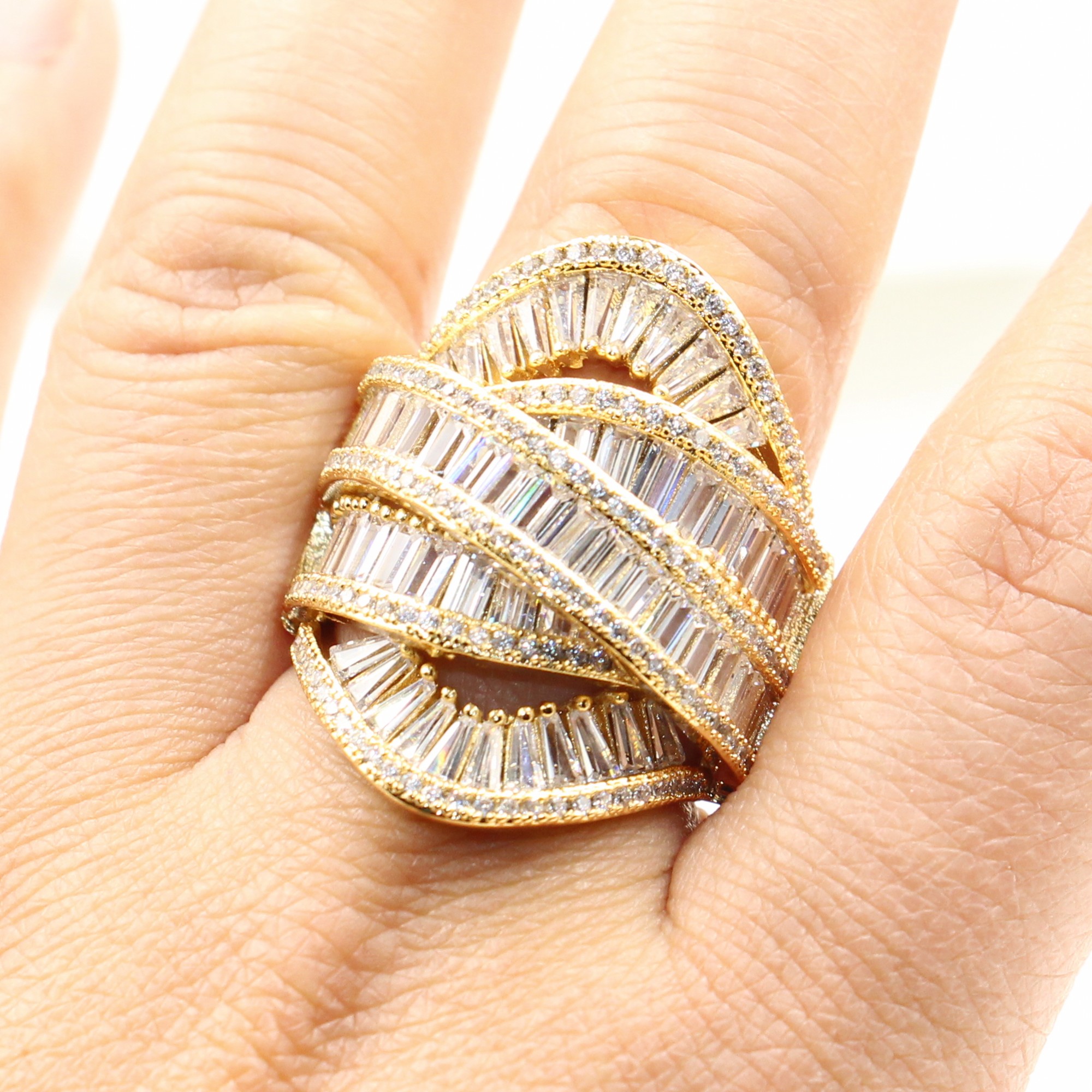 Victoria Wieck Rulalei Fashion Jewelry 925 Sterling Silver&Gold Fill Princess Cut White Topaz CZ Diamond Women Wedding Wide Eternity Ring