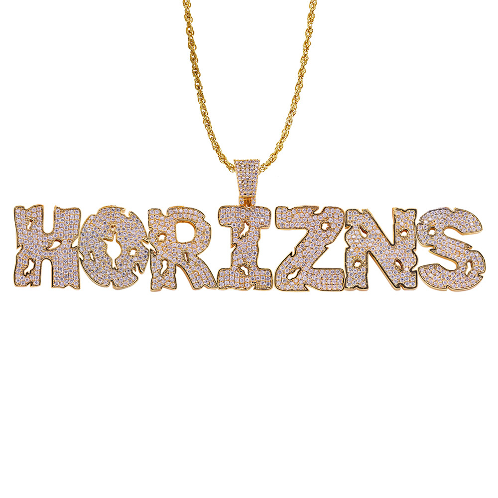 New personalized Diamond A-Z Initial Letter Custom Name Pendant Necklace Iced Out CZ 18K Gold Plated Hiphop DIY Jewelry for Men Women