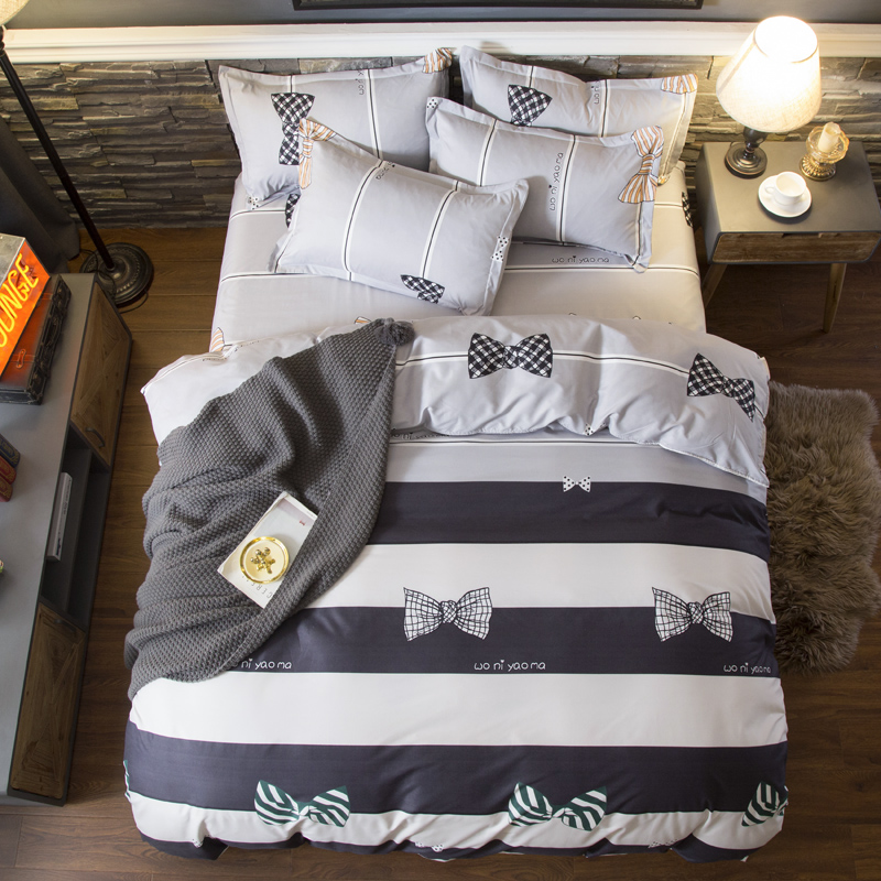 Home Textile summer bedding set Brife style flat sheet Geometric bed set leopard bed linens white grid duvet cover king size