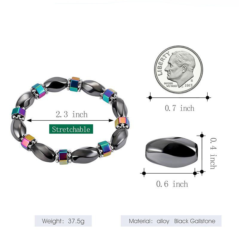 2019 Rainbow Magnetic Hematite Bracelet For women Power Healthy Black Gallstone Beads chains Bangle Men s Fashion handmade Jewelry