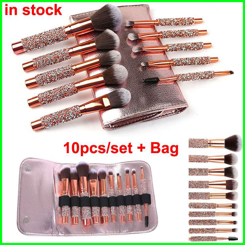 

Makeup Brushes Diamond-studded brush 10pcs set Foundation Powder Brushes Eyeshadow Contour Concealer Blush Eyeliner Brow Cosmetic brush kit