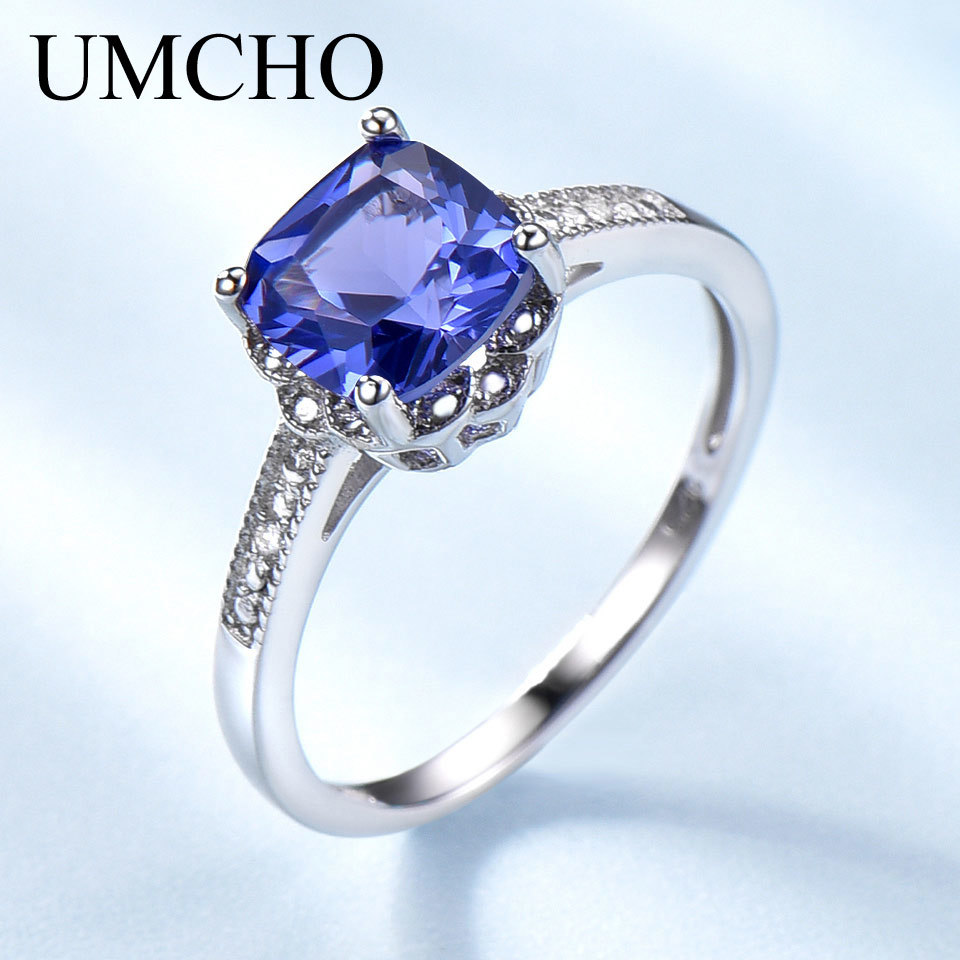 UMCHO Tanzanite Gemstone Rings for Women 925 Sterling Silver Ring Birthstone Engagement Wedding Romantic Valentines Jewelry V191220
