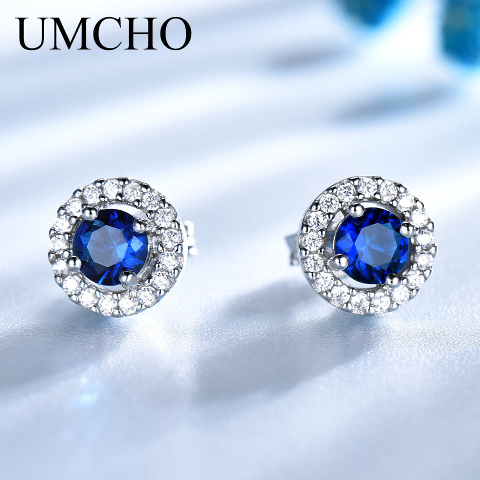 UMCHO Real 925 Sterling Silver Jewelry Round Rich Color Nano Sapphire Stud Earrings Gemstone Luxury Bride Gift For Women CJ191223
UMCHO Real 925 Sterling Silver Jewelry Round Rich Color Nano Sapphire Stud Earrings Gemstone Luxury Bride Gift For Women CJ191223