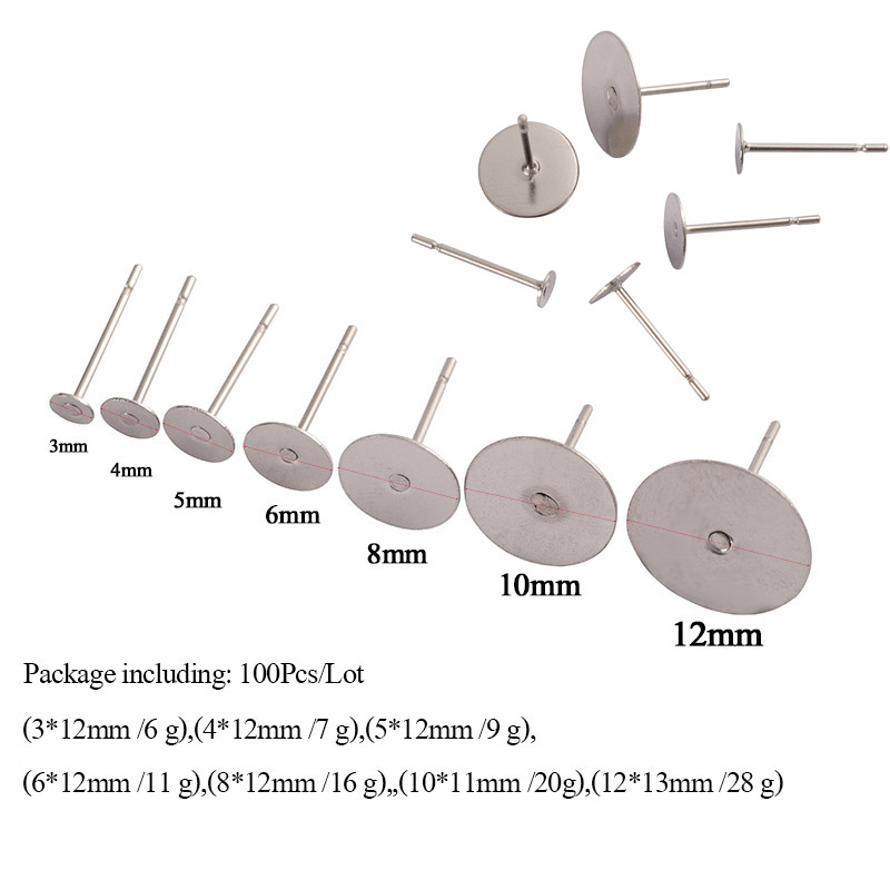 Making Jewelry Findings & Components 100pcs/lot 316L Stainless Steel Blank Post Earring Studs Pins 3-12mm Flat Round Tray Base Ear Je
Making Jewelry Findings & Components 100pcs/lot 316L Stainless Steel Blank Post Earring Studs Pins 3-12mm Flat Round Tray Base Ear Je