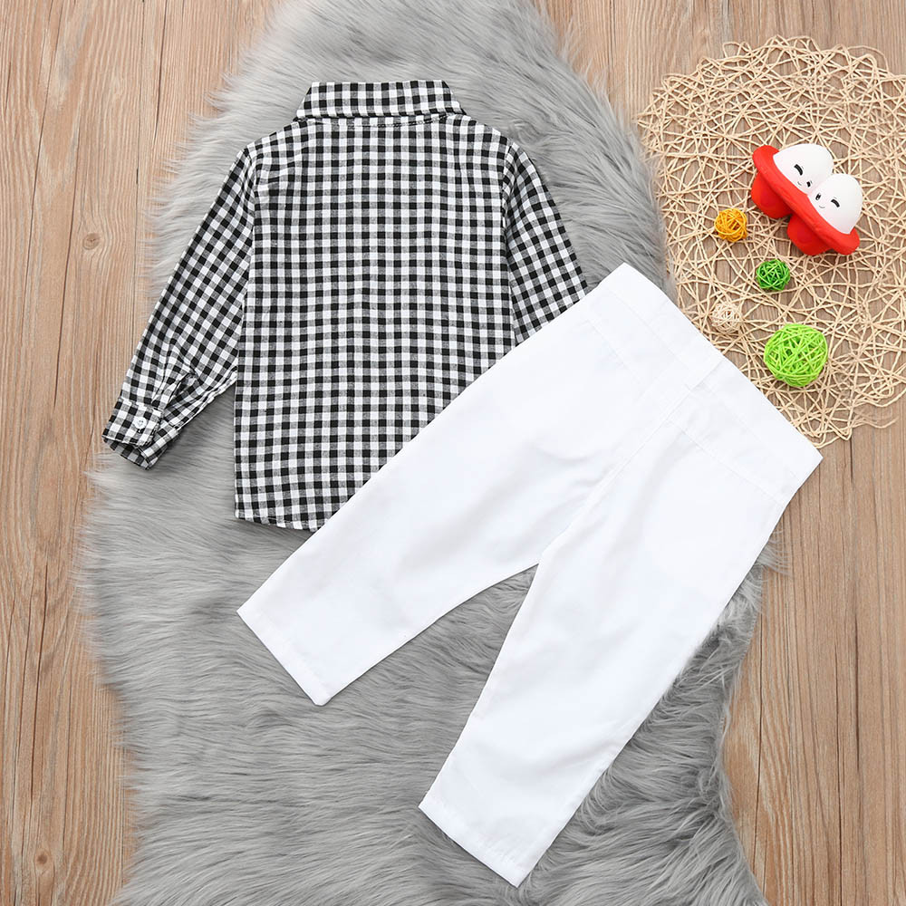 Kids clothes girls Clothing Set 2PCs Baby Outfits Clothes Plaid T-shirt Blouse Tops Long Pants Set roupas menina