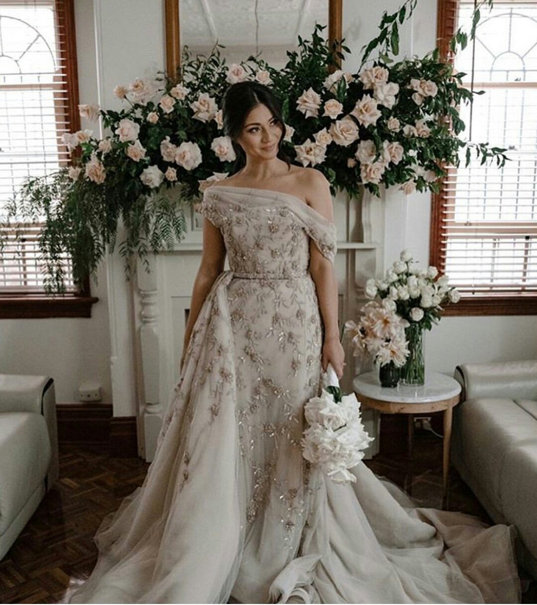 elegant party dresses offshoulder sleeveless appliqued sequins beaded evening dress cheap sweep train custom made party gown hot sell