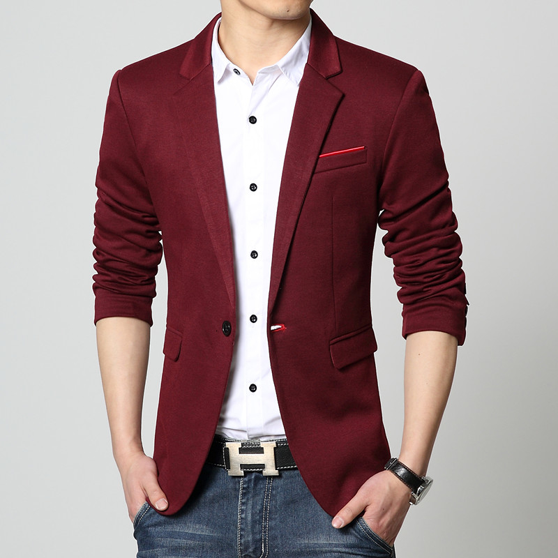 New Slim Fit Casual jacket Cotton Men Blazer Jacket Single Button Gray Mens Suit Jacket 2018 Autumn Patchwork Coat Male Suite CJ191210