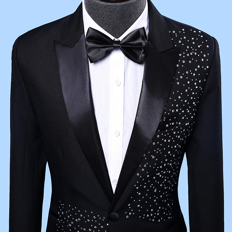 2piece handsome rhinestone mens suit new fashion groom suit wedding suits for best men slim fit groom tuxedo for man in stock free shipping