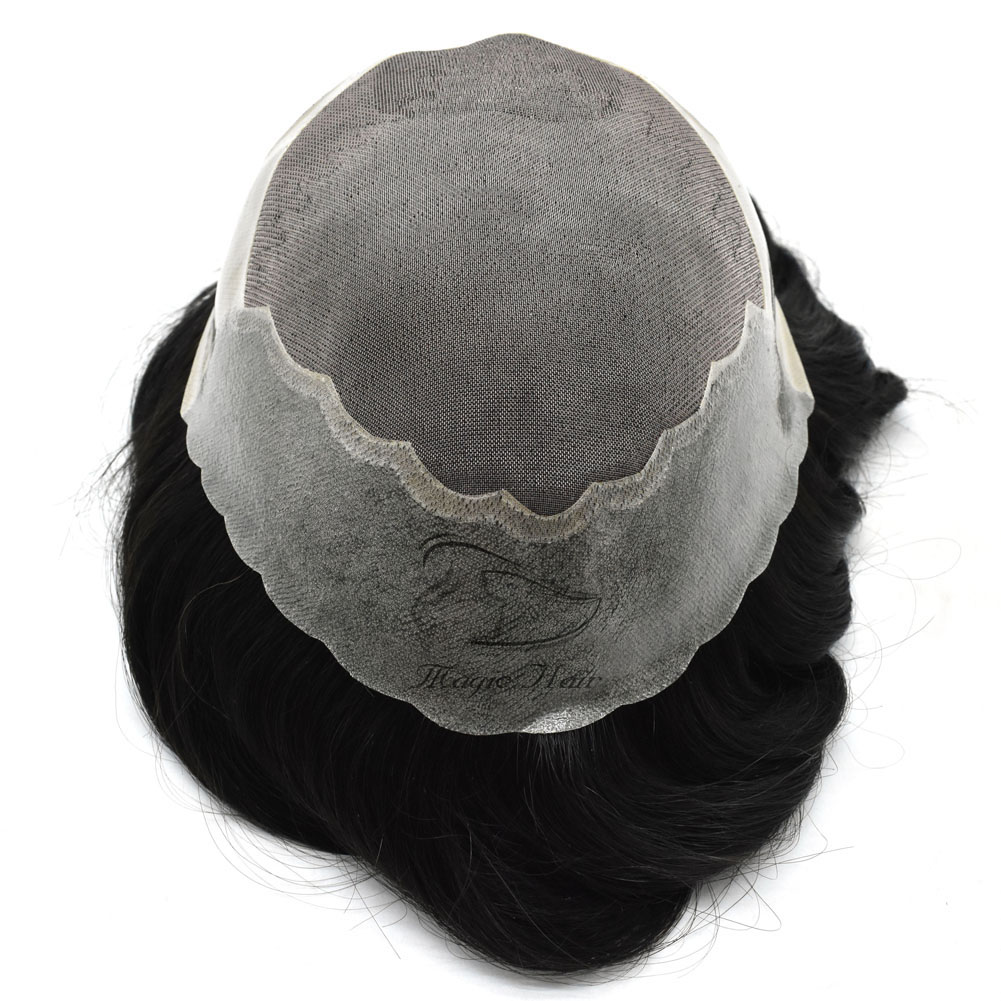 Hair Men Toupee Brazilian Remy Human Hair Wig For Males Durable Hair Piece With Mono and PU 1B#