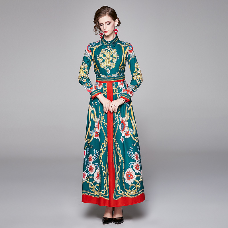 Women Vintage All-match Slim Positioning Printed Maxi Dress Long Sleeve Female Fashionable Elegant Runway Dresses Vestidos, Dd7560#
Women Vintage All-match Slim Positioning Printed Maxi Dress Long Sleeve Female Fashionable Elegant Runway Dresses Vestidos, Dd7560#