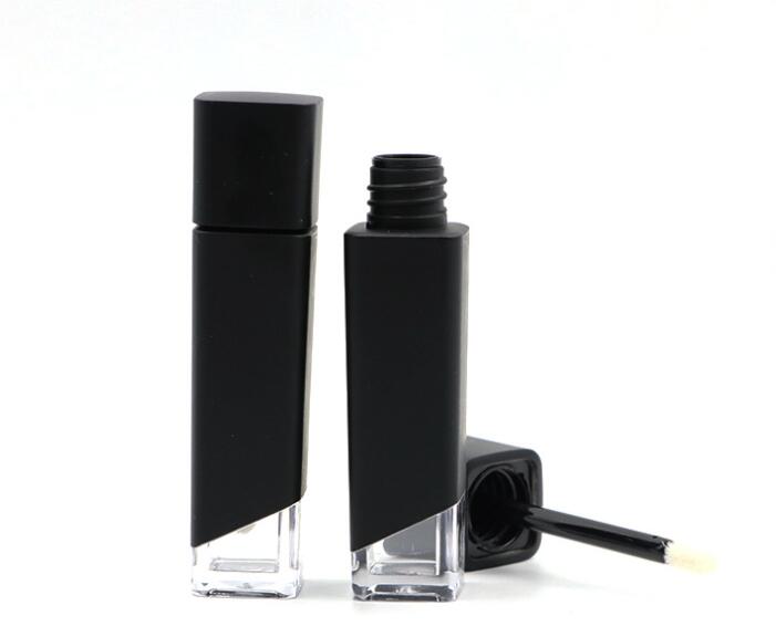 Black Lip Gloss Tube square transparent bottom lip glaze tube Empty DIY Elegant Lip Stick Container