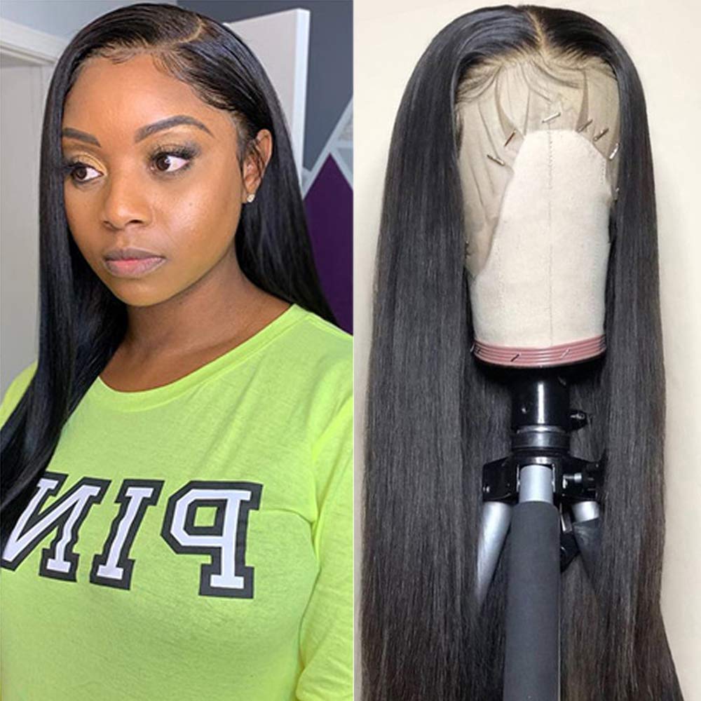 360 Transparent Lace Front Human Hair Wigs Brazilian Straight Glueless 13x4 Lace Frontal Wig for Black Women Preplucked