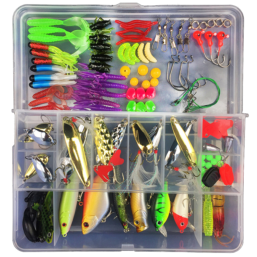 106pcs/set plastic fishing lures Kit set with big 2-layer retail box assorted fishing bait kit fishing tackle
106pcs/set plastic fishing lures Kit set with big 2-layer retail box assorted fishing bait kit fishing tackle