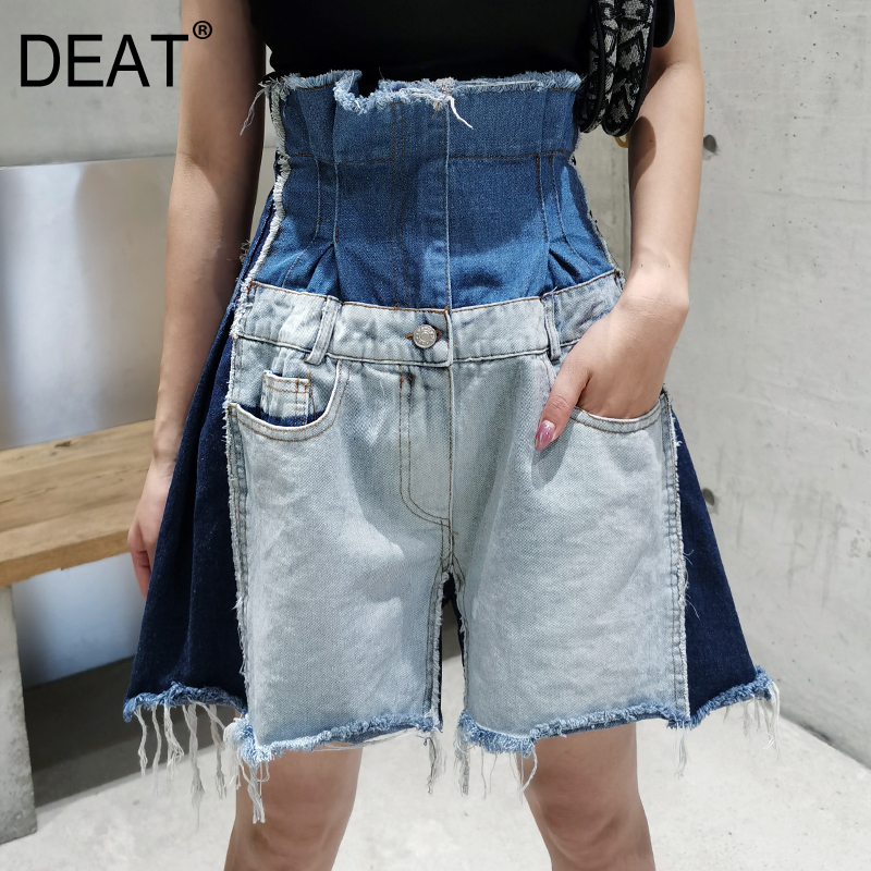 2020 DEAT summer fashion denim 2020 personalized wear-out color matching denim shorts women' high waist all-match WM94805, Blue
2020 DEAT summer fashion denim 2020 personalized wear-out color matching denim shorts women' high waist all-match WM94805, Blue