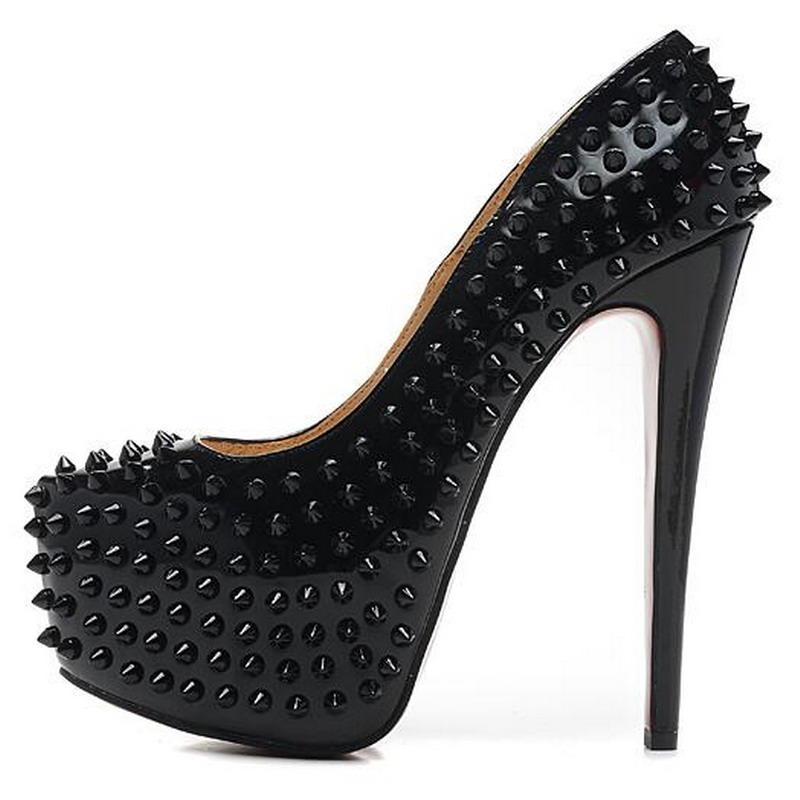 Size 34-45 Women's 16cm High Heels Black Patent Leather With Spikes Studded Luxury Red Bottom Pumps, Ladies Designer Wedding Dress Shoes
Size 34-45 Women's 16cm High Heels Black Patent Leather With Spikes Studded Luxury Red Bottom Pumps, Ladies Designer Wedding Dress Shoes