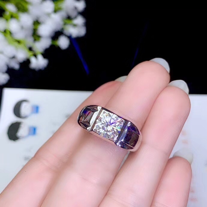Moissanite Men's rings,2 carats gemstone, beautiful color, D color, VVS. CJ191205