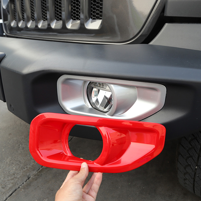 ABS Front Bumper Fog Light Decoration Red For Jeep Wrangler JL Sahara 2018+ Auto Internal Accessories
