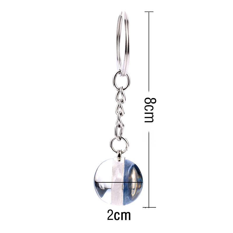 17pcs/lot Solar System Set Planet Keyring Galaxy Nebula Star Keychain Moon Earth Picture Double Side Glass Ball Key Chain Ring