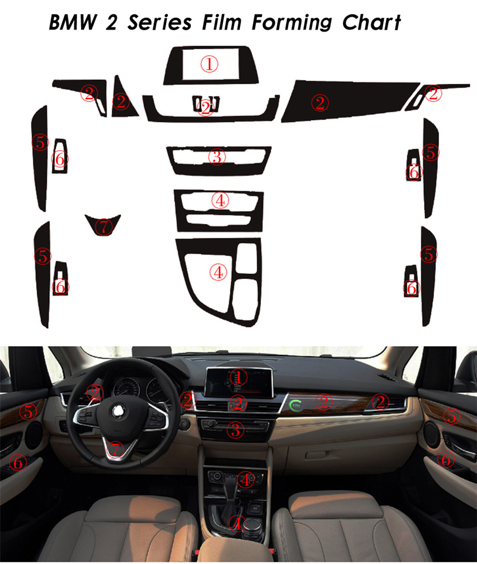 Car-Styling Carbon Fiber Car Interior Center Console Color Change Molding Sticker Decals For BMW 2 Series F22 F23 F45 F46/4 Door
