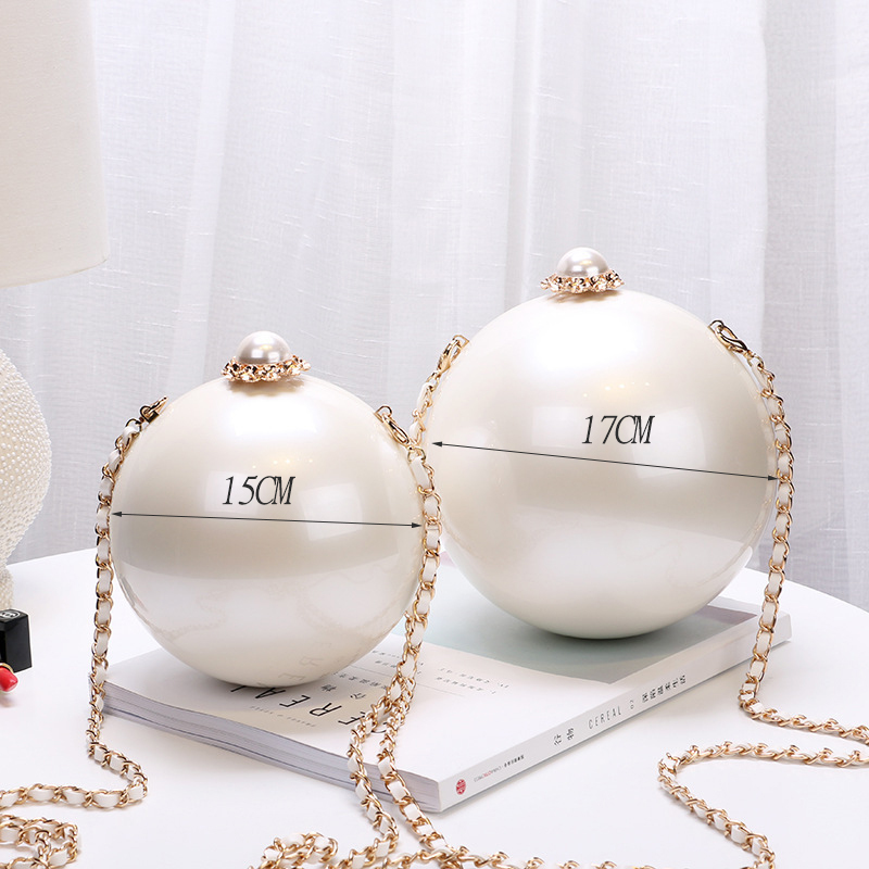 Pearl Ball Shaped Evening Bag Ladies Handbag Women Round Shoulder Wedding Bags Y201224