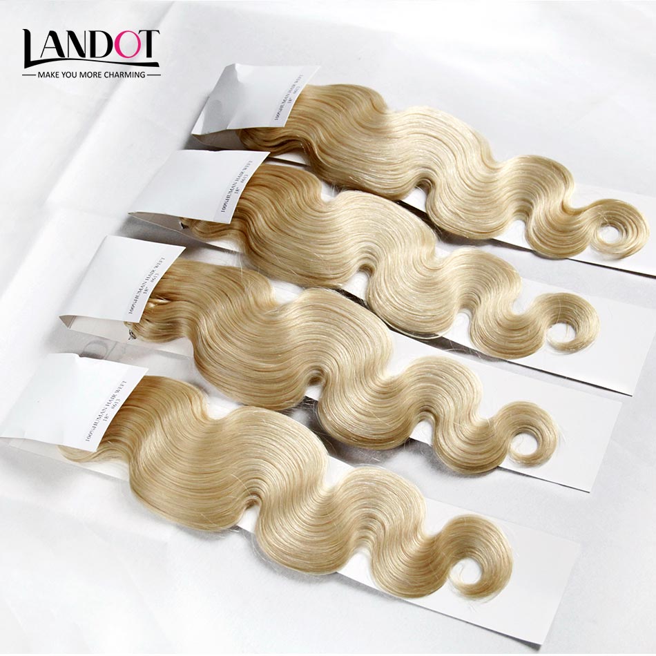 Grade 9A Color 613 Bleach Blonde Brazilian Virgin Human Hair Weaves Bundles Brazillian Body Wave Hair Extensions 3/4 Pcs Can be Dyed Well