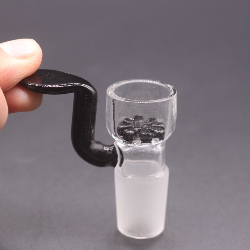 Black Snow Mesh Glass Bowl For Hookahs Bong With net Buckets Screen Bowls Handle 14 18.8 mm Male Dry Herb Pipe Smoking