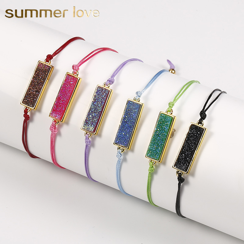 Fashion Natural Resin Stone Rectangl Druzy Charm Bracelet With Card Colorful Lucky Rope Handmade Braid Bracelets for Men Women Jewelry Gift
Fashion Natural Resin Stone Rectangl Druzy Charm Bracelet With Card Colorful Lucky Rope Handmade Braid Bracelets for Men Women Jewelry Gift