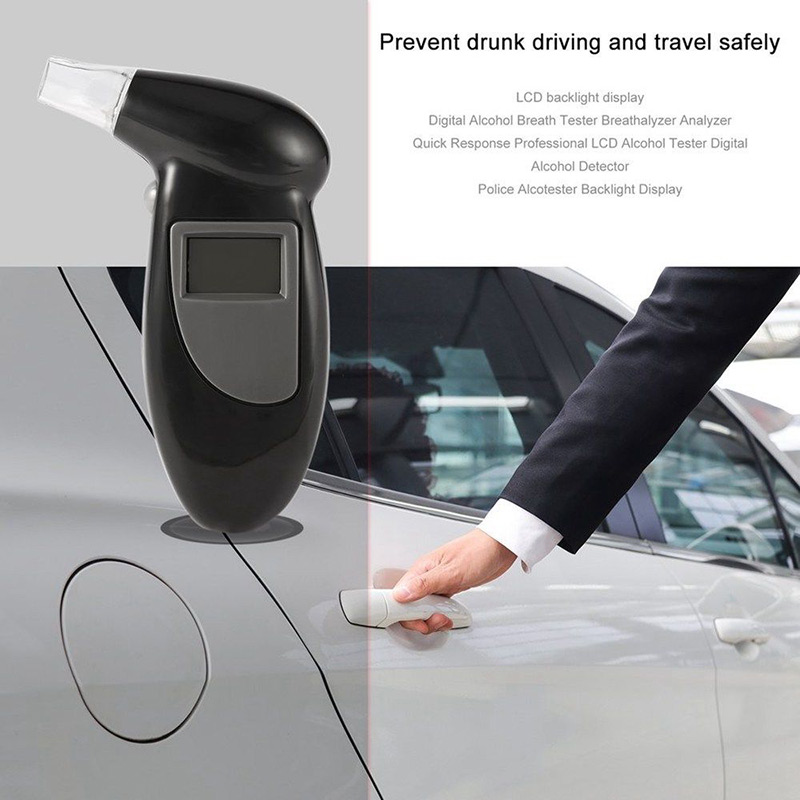 Car Alcoholism Test Digital Alcohol Tester Portable LCD Dispaly Breathalyzer Analyzer Police Alert Breathalyser Mouthpieces Device