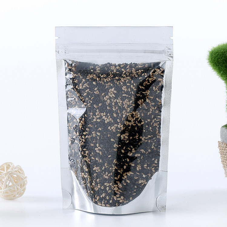 100pcs Clear Front Glossy Silver Aluminum Foil Zip Lock Bag One Side Clear Display Plastic Food Snack Biscuits Gift Storage Packaging Pouches