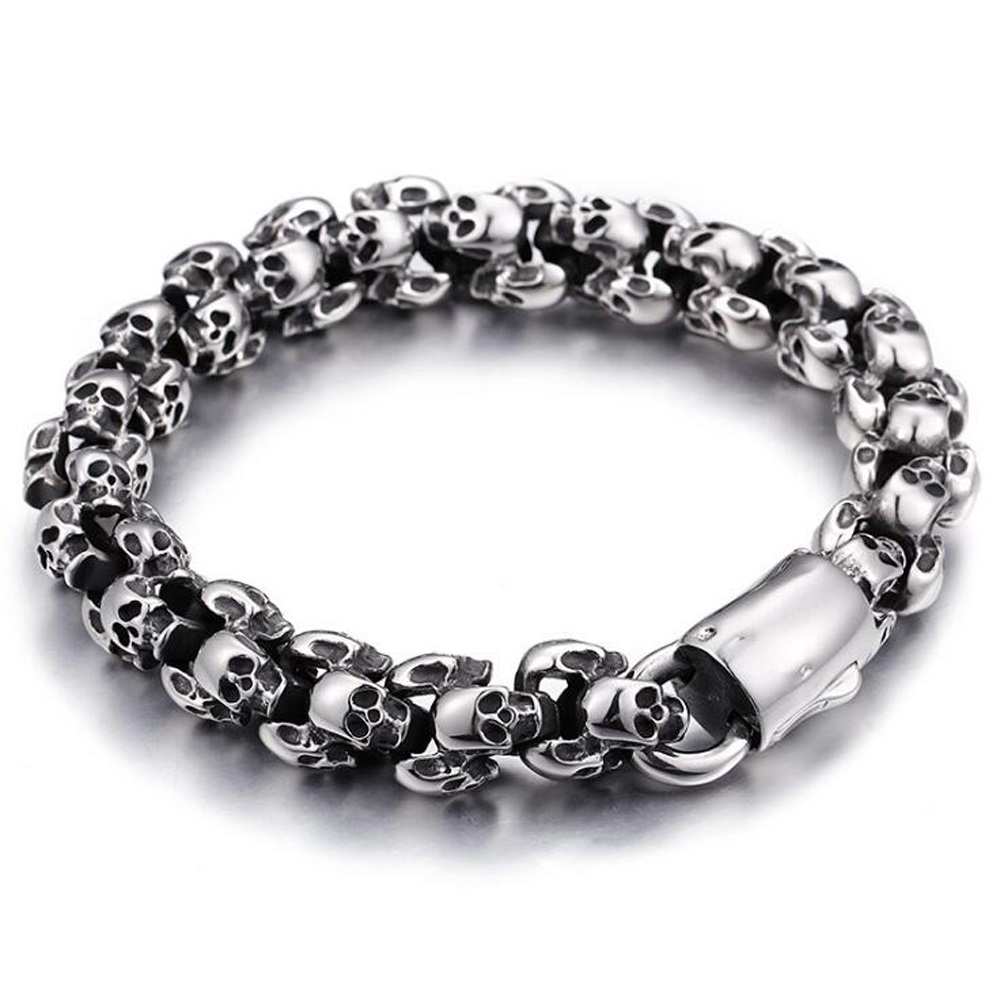 Vintage Punk Gold Skeleton Skull Bracelets For Men Silver Stainless Steel Shiny Skull Charm Biker Link Chain Brecelets Male Gothic Jewelry
Vintage Punk Gold Skeleton Skull Bracelets For Men Silver Stainless Steel Shiny Skull Charm Biker Link Chain Brecelets Male Gothic Jewelry