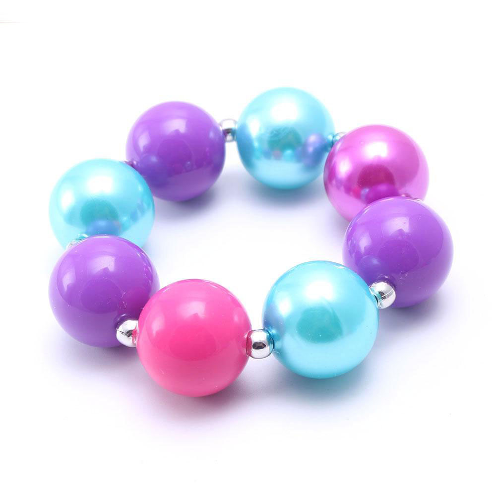 Newest Design Pretty Color Necklace&Bracelet Headband 3PCS Jewelry Set Toddlers Girls Bubblegum Baby Kids Chunky Necklace Jewelry Set