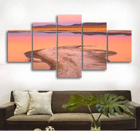 5pcs/set Unframed California Prairie Water Grass Animal Print On Canvas Wall Art Picture For Home and Living Room Decor