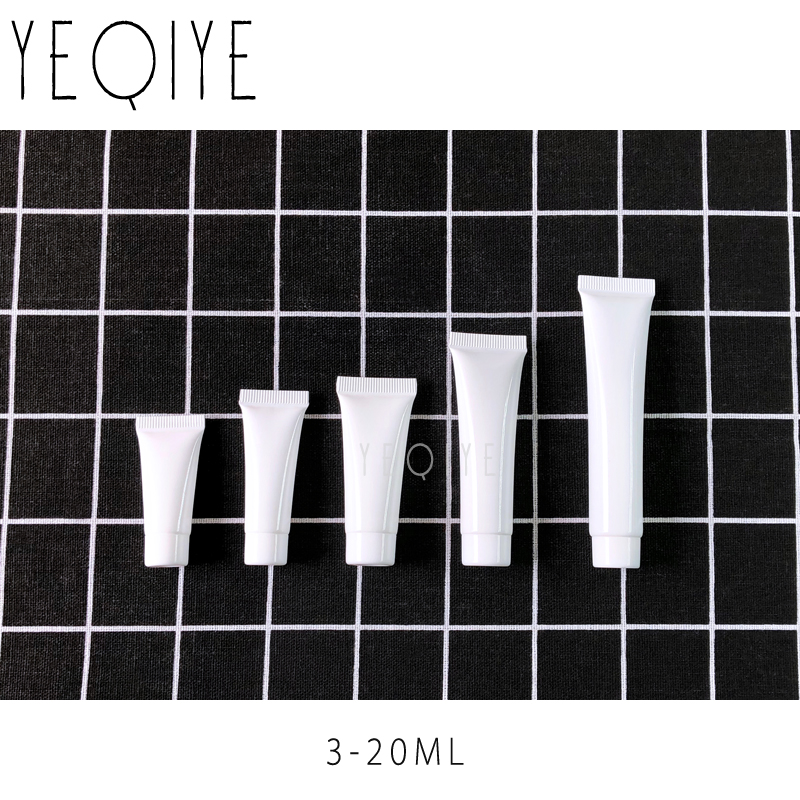 3/5/10/15/20/30/40/50/60/80/100/120/150/200/300ml White Plastic Soft Tube Refillable Cosmetics Cream Lotion Squeeze Empty Bottle