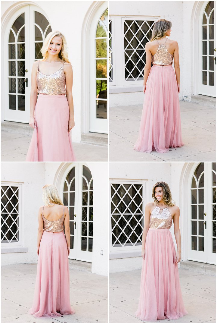 Blush Pink Sequin Top Long Bridesmaid Dresses Tulle Skirt Sexy Spaghetti Straps Custom Made Plus Size Formal Wedding Guest Dress
