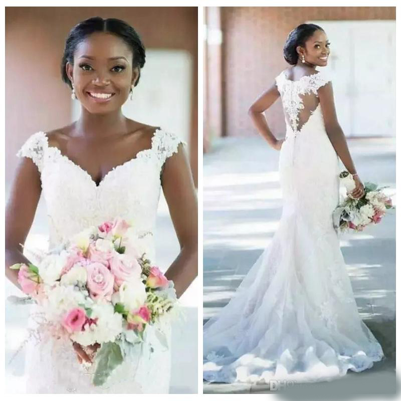 Off Shoulder Lace Appliques Slim Mermaid Wedding Dresses 2020 Modest Slim Long Bridal Gowns Vestidos De Mariee African Style Customized