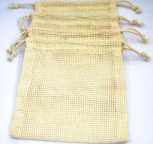 Reusable Bags Organic Cotton Washable Mesh Bags for Grocery Shopping Fruit Vegetable Organizer Storage Bag