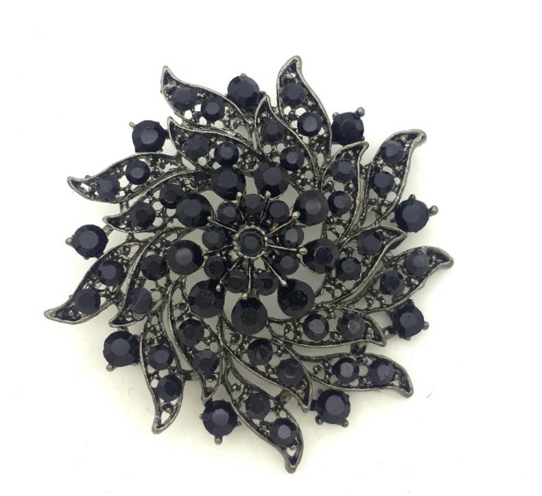 2 Inch Silver Plated Clear Rhinestone Crystal diamante Engagement brooch pin