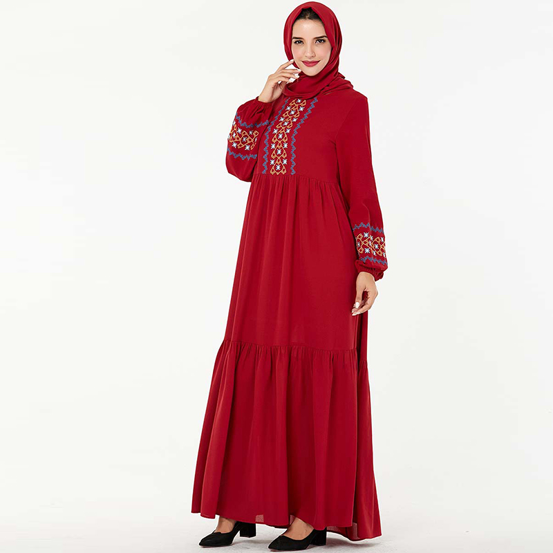 Red Abaya Dubai Turkish Hijab Muslim Dress Kaftan Islamic Clothing For Women Caftan Islam Dress Abayas Beautiful Robe Kleding