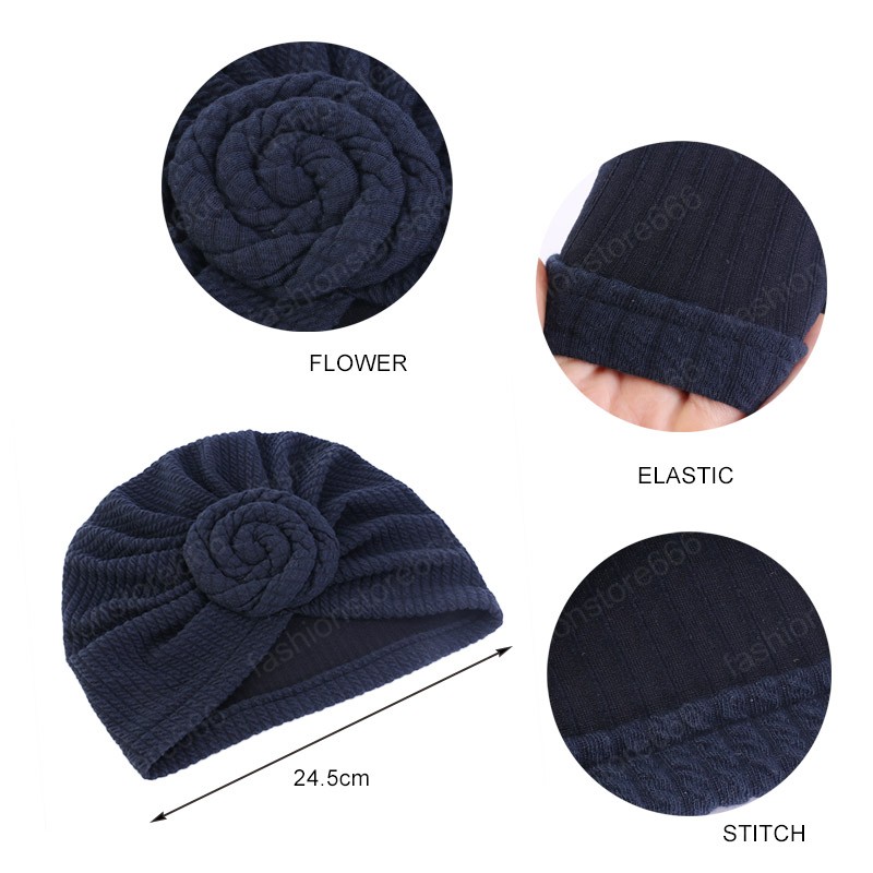 Cotton Turban Muslim Women Headwear Cap Flower Knot Hat Ladies Head Wrap Solid Color Hair Accessories New Arrival