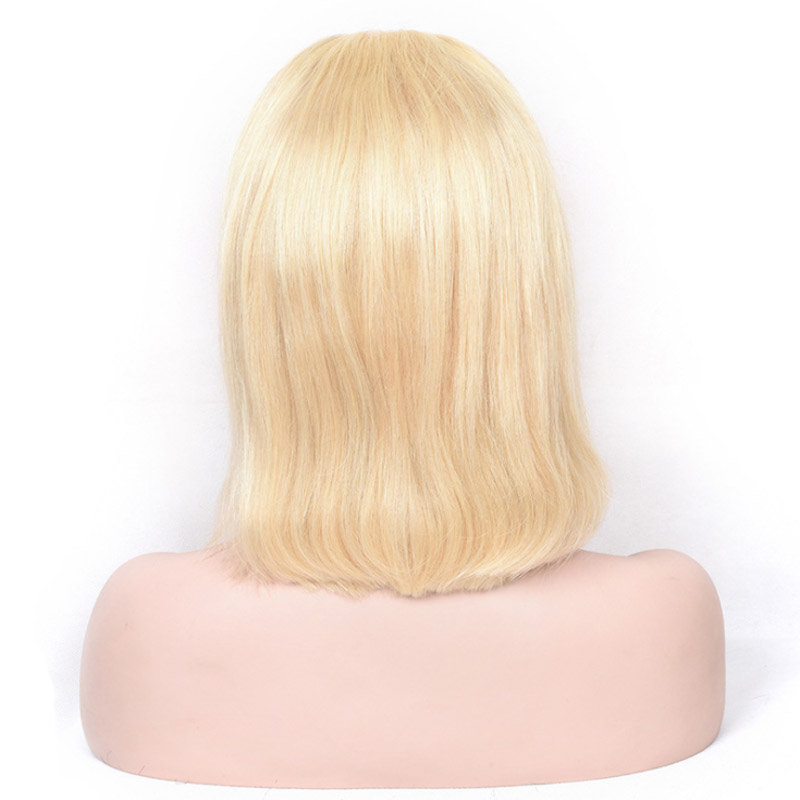Indian Raw Virgin Hair Bob Lace Wigs Blonde Silky Straight 180% Density 613# Bob 13*4 Lace Front Wig 10-18inch