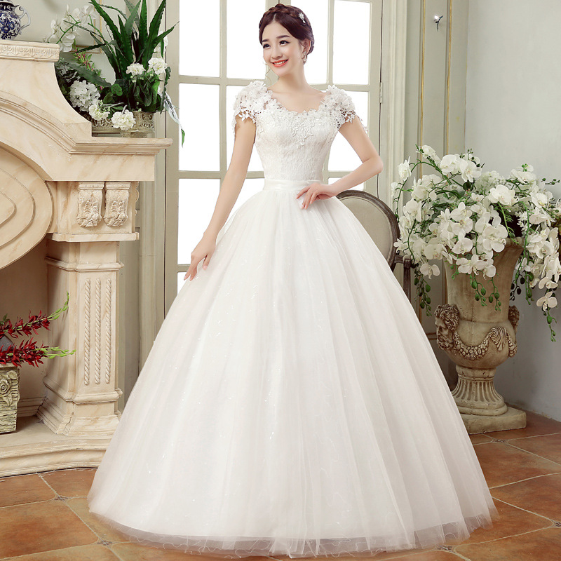 Cheap Lace Ball Gown Wedding Dresses 2019 V Neck 3D-Floral Appliques Floor Length Short Sleeves Wedding Gowns, White
Cheap Lace Ball Gown Wedding Dresses 2019 V Neck 3D-Floral Appliques Floor Length Short Sleeves Wedding Gowns, White