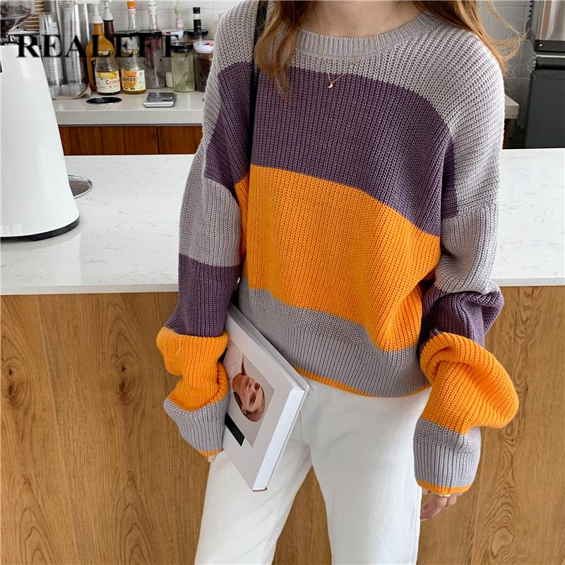 REALEFT Autumn Winter Long Sleeve Striped Loose O-Neck Women's Sweaters Pullover Korean Style Minimalist Knitting Sweater Casual Tops Female
REALEFT Autumn Winter Long Sleeve Striped Loose O-Neck Women's Sweaters Pullover Korean Style Minimalist Knitting Sweater Casual Tops Female
